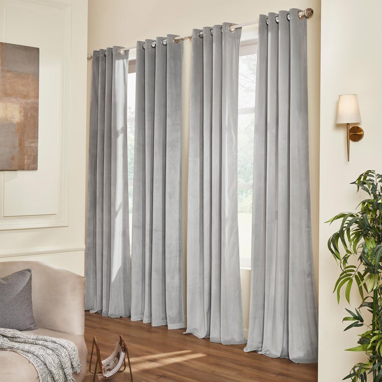 DECO WINDOW Mineral Grey Set of 2 Blackout Door Curtains - 7ft