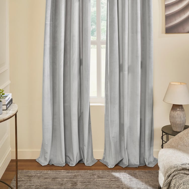 DECO WINDOW Mineral Grey Set of 2 Blackout Door Curtains - 7ft