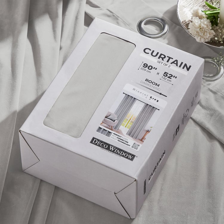DECO WINDOW Mineral Grey Set of 2 Blackout Door Curtains - 7ft