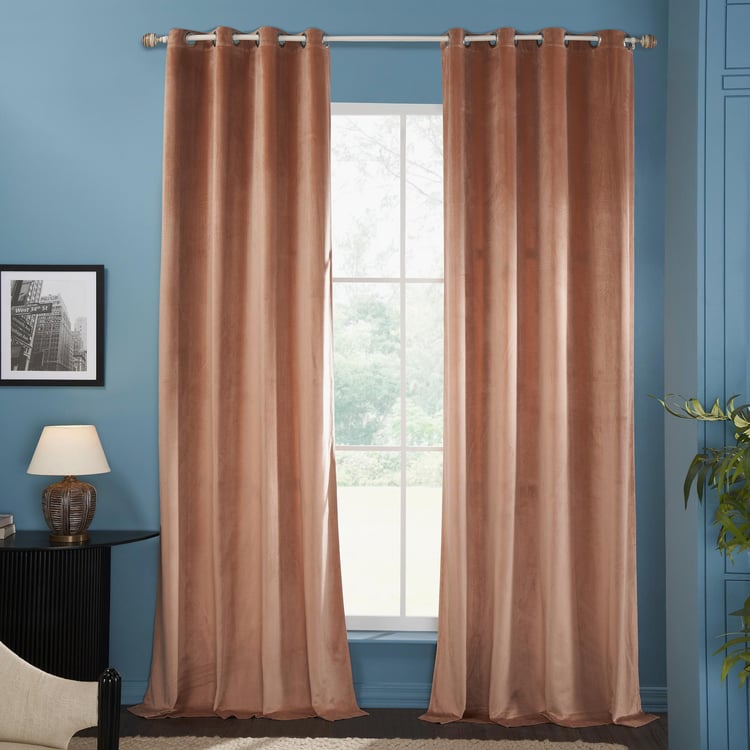 DECO WINDOW Rising Peach Set of 2 Blackout Door Curtains