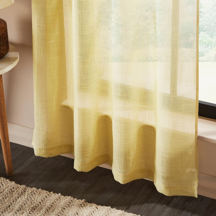 DECO WINDOW Bucolic Yellow Set of 2 Sheer Door Curtains - 7ft