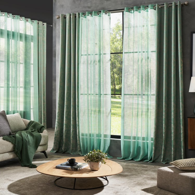 DECO WINDOW Horticulture Green Set of 2 Sheer Door Curtains - 7ft