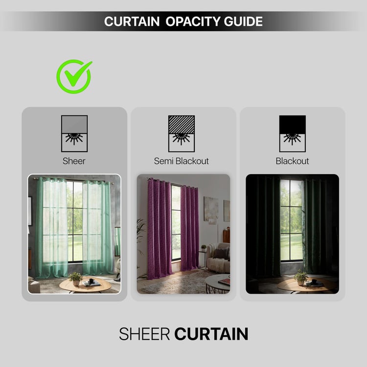 DECO WINDOW Horticulture Green Set of 2 Sheer Door Curtains - 7ft