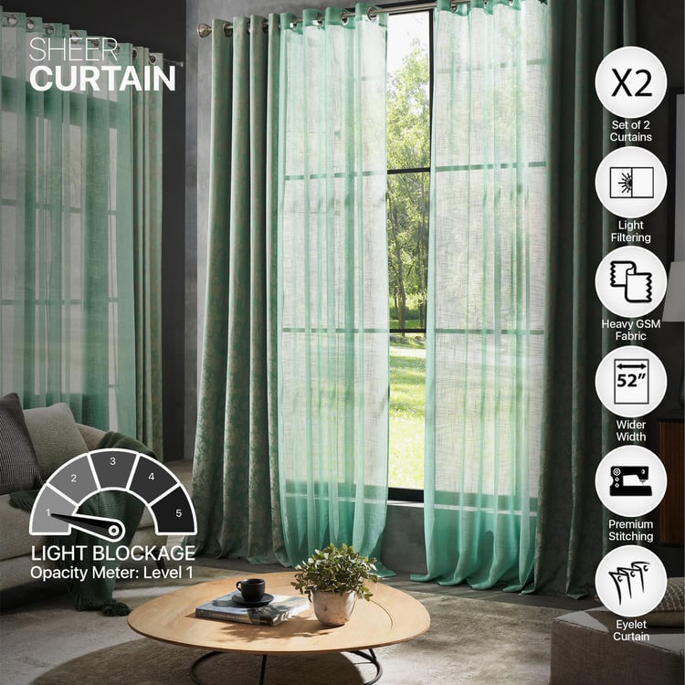 DECO WINDOW Horticulture Green Set of 2 Sheer Door Curtains - 7ft