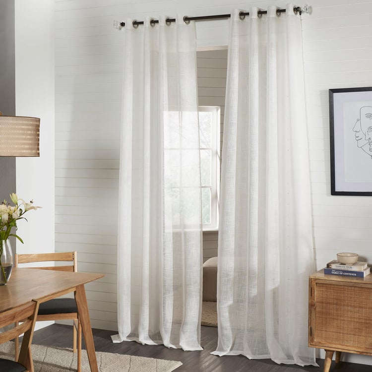 DECO WINDOW Hamlet Bleach Set of 2 Sheer Door Curtains