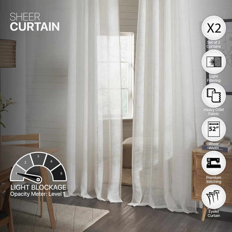 DECO WINDOW Hamlet Bleach Set of 2 Sheer Door Curtains