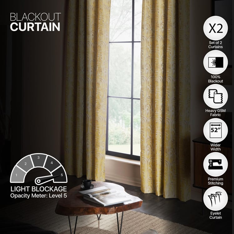 DECO WINDOW Bucolic Yellow Set of 2 Blackout Door Curtains