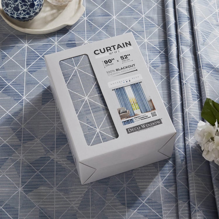 DECO WINDOW Antarctica Blue Set of 2 Blackout Door Curtains