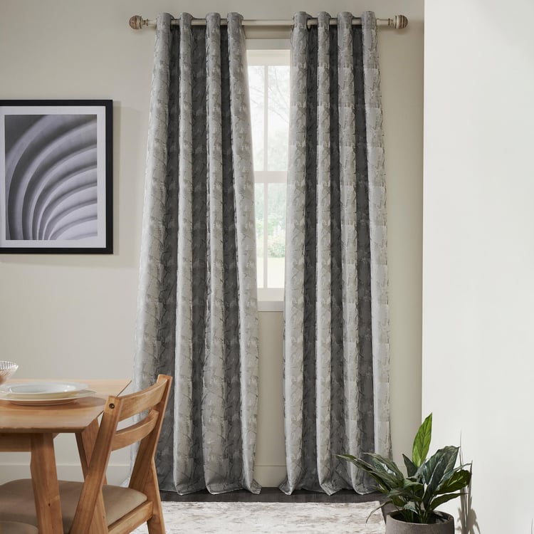 DECO WINDOW Mineral Grey Set of 2 Blackout Door Curtains - 7ft