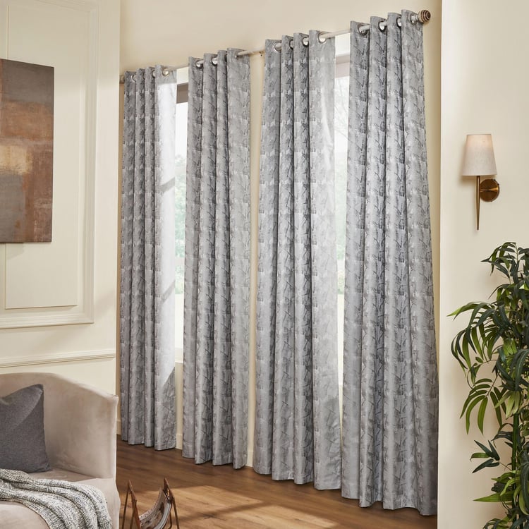 DECO WINDOW Mineral Grey Set of 2 Blackout Door Curtains - 7ft