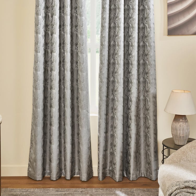 DECO WINDOW Mineral Grey Set of 2 Blackout Door Curtains - 7ft