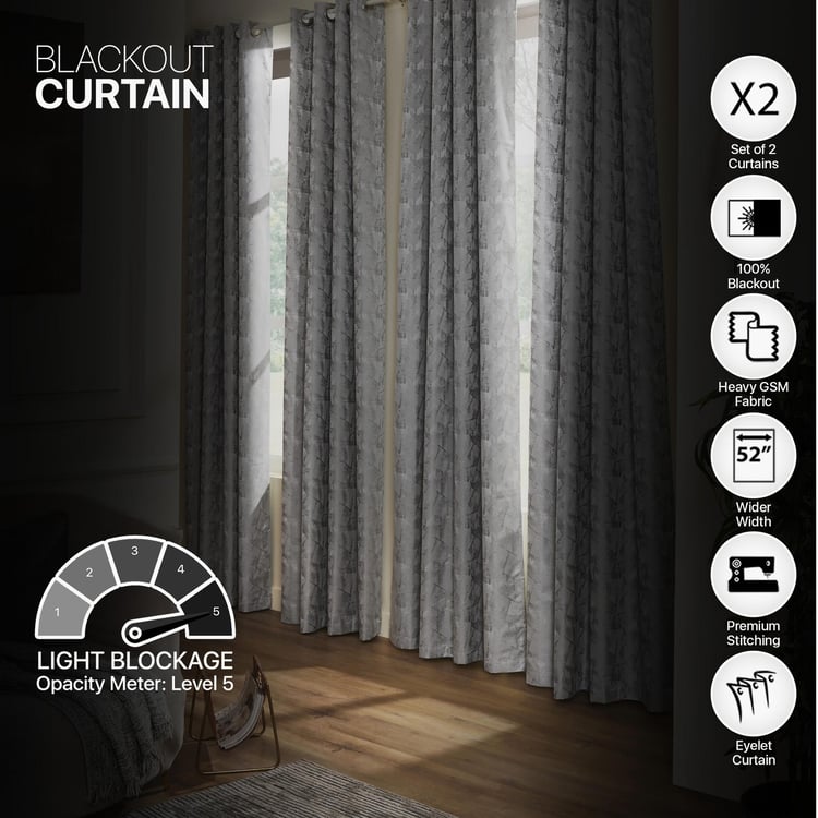 DECO WINDOW Mineral Grey Set of 2 Blackout Door Curtains - 7ft