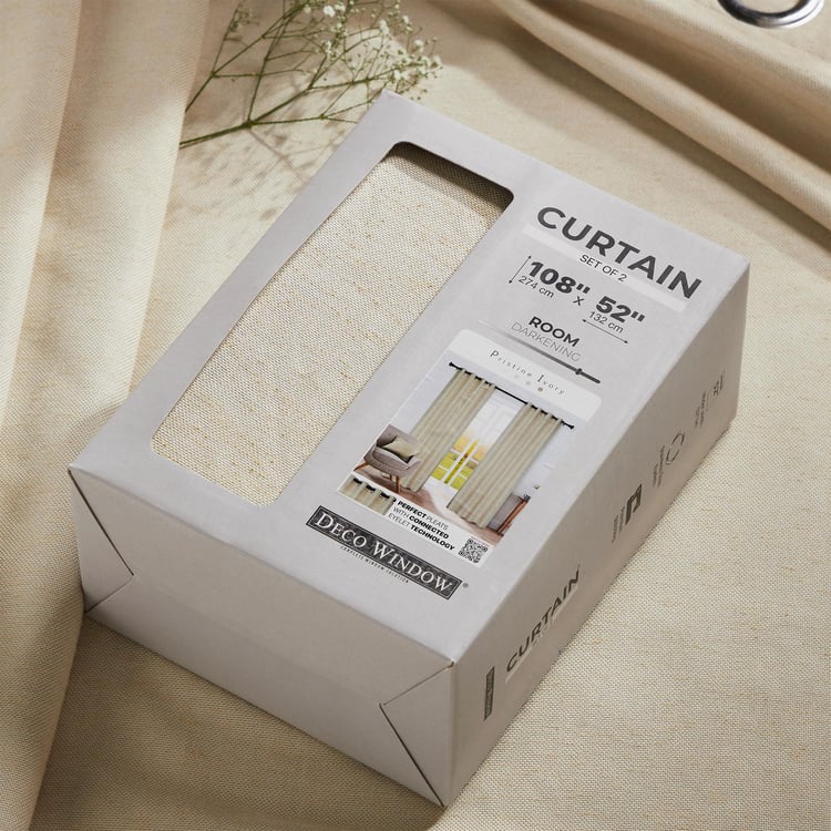 DECO WINDOW Pristine Ivory Set of 2 Blackout Door Curtains - 7ft