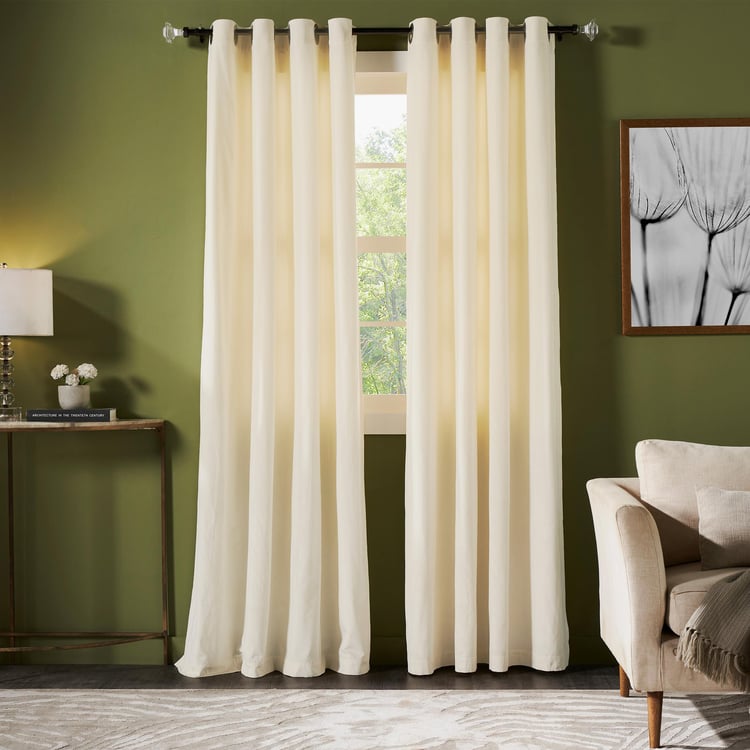 DECO WINDOW Pristine Ivory Set of 2 Blackout Door Curtains - 7ft