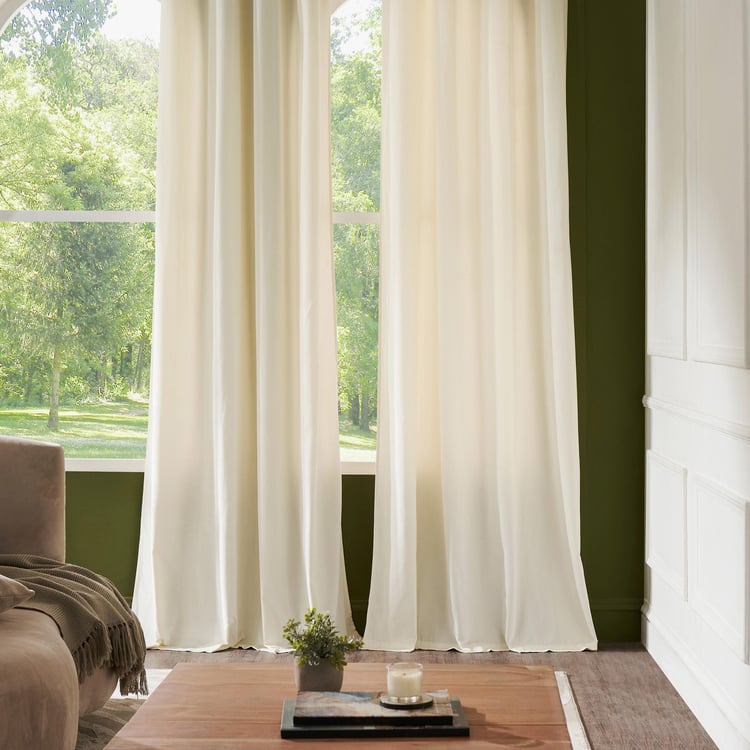 DECO WINDOW Pristine Ivory Set of 2 Blackout Door Curtains - 7ft