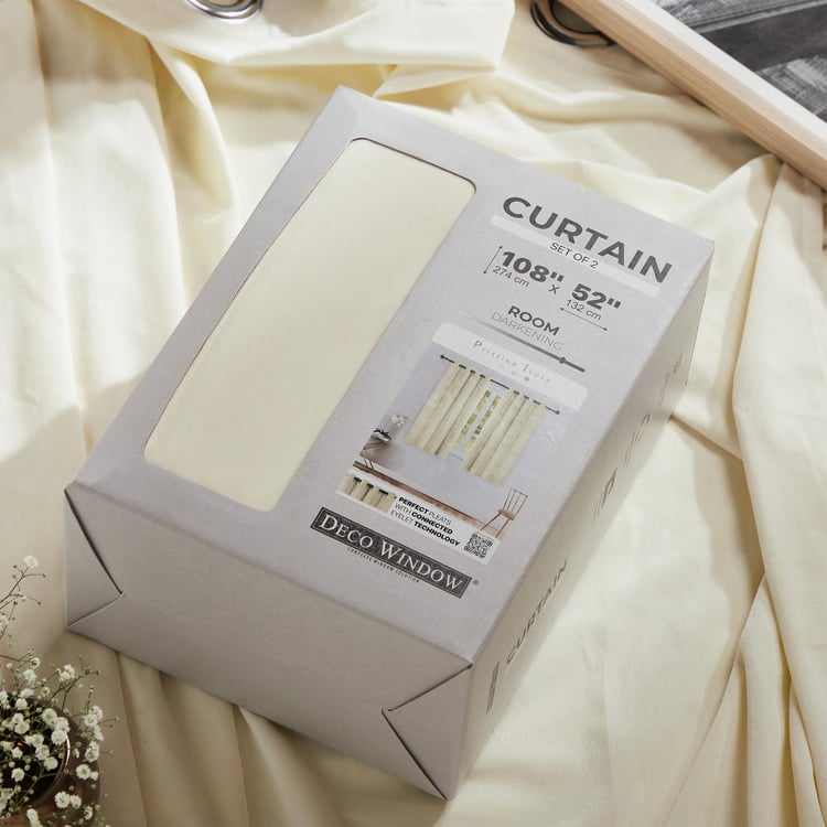 DECO WINDOW Pristine Ivory Set of 2 Blackout Door Curtains - 7ft