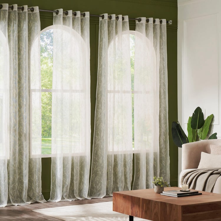 DECO WINDOW Set of 2 Embroidered Sheer Door Curtains