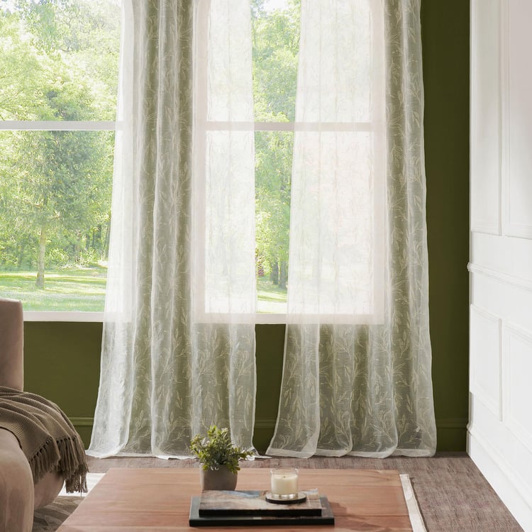 DECO WINDOW Set of 2 Embroidered Sheer Door Curtains