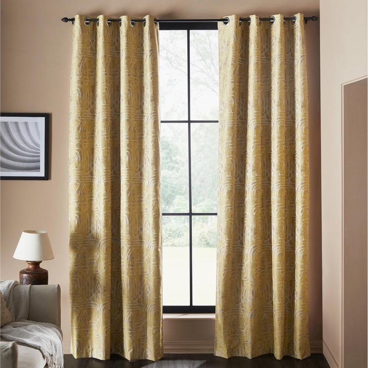 DECO WINDOW Bucolic Yellow Set of 2 Blackout Door Curtains - 7ft