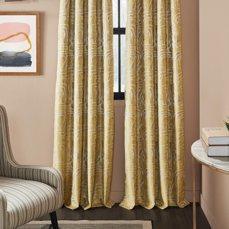DECO WINDOW Bucolic Yellow Set of 2 Blackout Door Curtains - 7ft