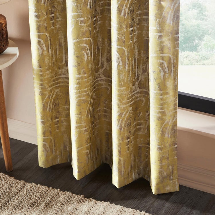 DECO WINDOW Bucolic Yellow Set of 2 Blackout Door Curtains - 7ft