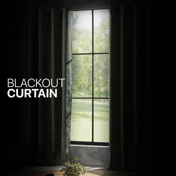 DECO WINDOW Horticulture Green Set of 2 Blackout Door Curtains