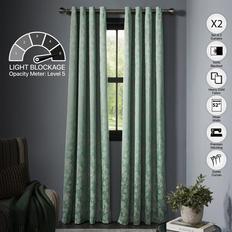 DECO WINDOW Horticulture Green Set of 2 Blackout Door Curtains