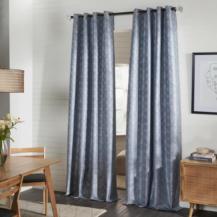 DECO WINDOW Antarctica Blue Set of 2 Blackout Door Curtains