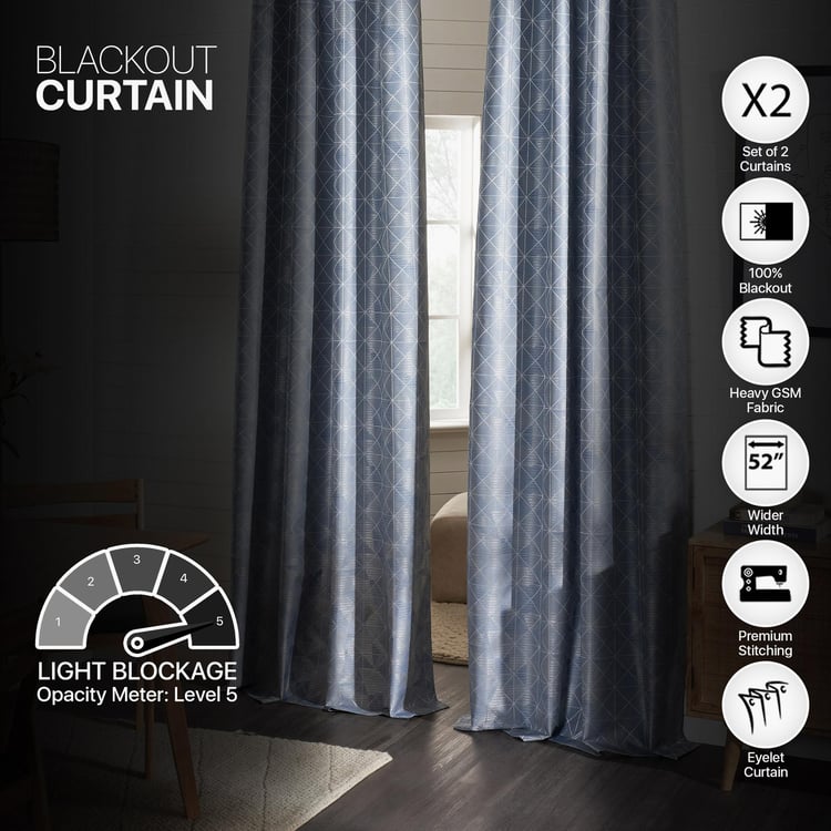 DECO WINDOW Antarctica Blue Set of 2 Blackout Door Curtains