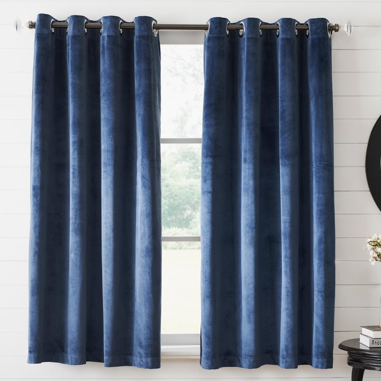 DECO WINDOW Antarctica Blue Set of 2 Blackout Door Curtains - 5ft