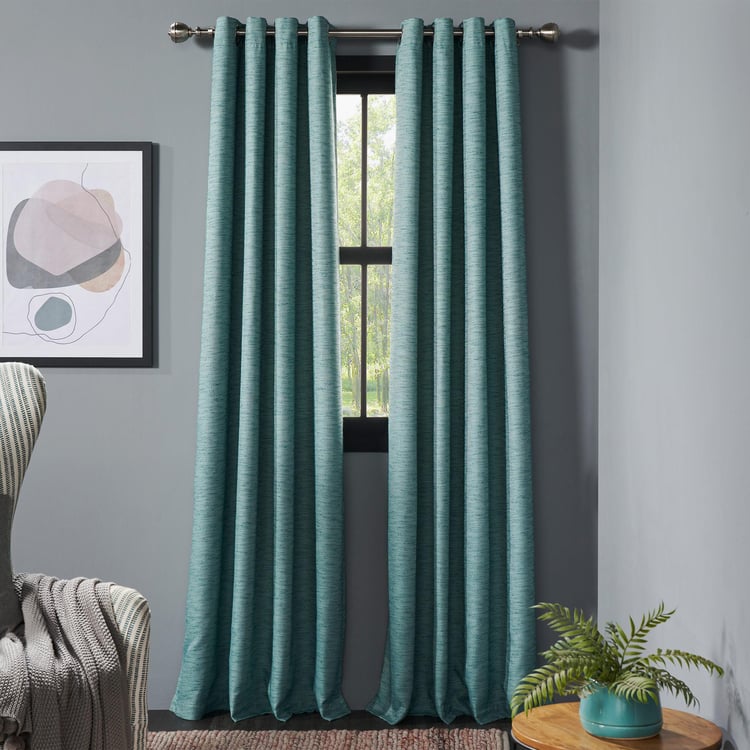 DECO WINDOW Lagoon Teal Set of 2 Blackout Door Curtains - 7ft