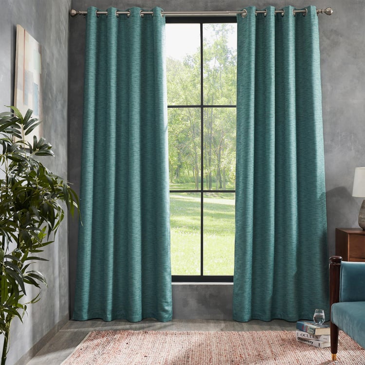DECO WINDOW Lagoon Teal Set of 2 Blackout Door Curtains - 7ft