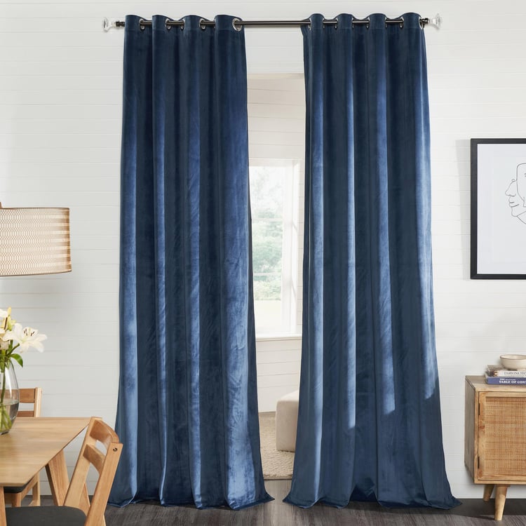 DECO WINDOW Antarctica Blue Set of 2 Blackout Door Curtains - 7ft