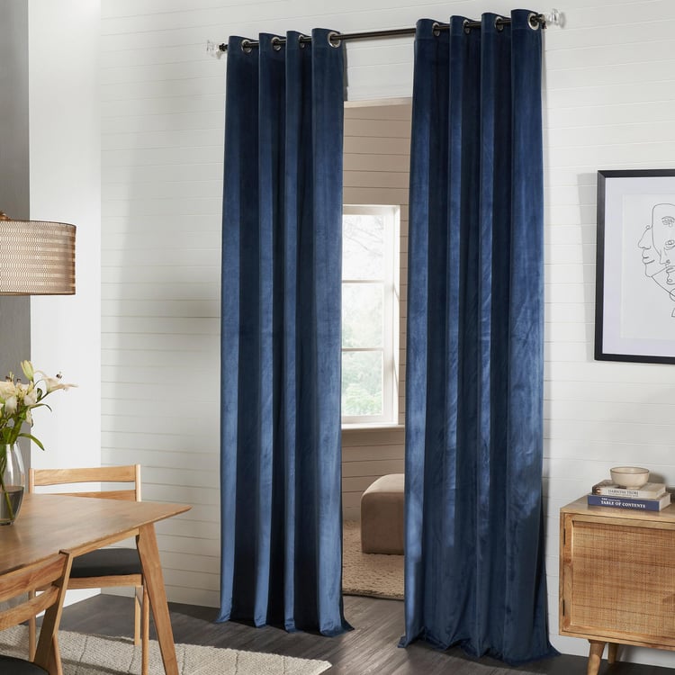 DECO WINDOW Antarctica Blue Set of 2 Blackout Door Curtains - 7ft