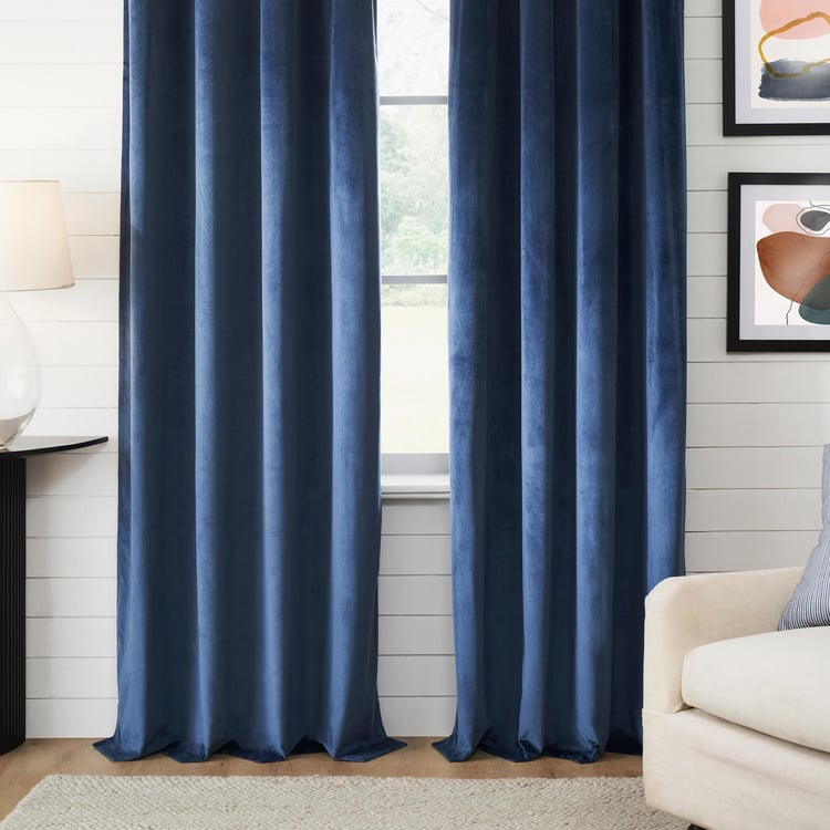 DECO WINDOW Antarctica Blue Set of 2 Blackout Door Curtains - 7ft