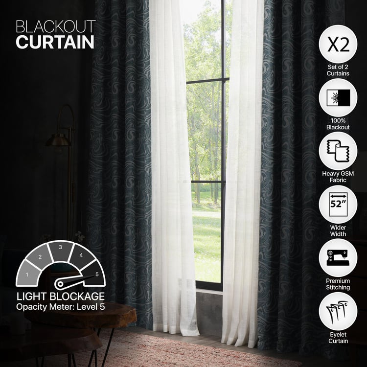 DECO WINDOW Set of 2 Blackout Door Curtains - 7ft
