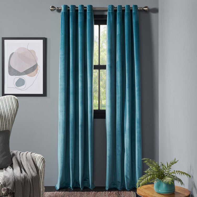 DECO WINDOW Lagoon Teal Set of 2 Blackout Door Curtains