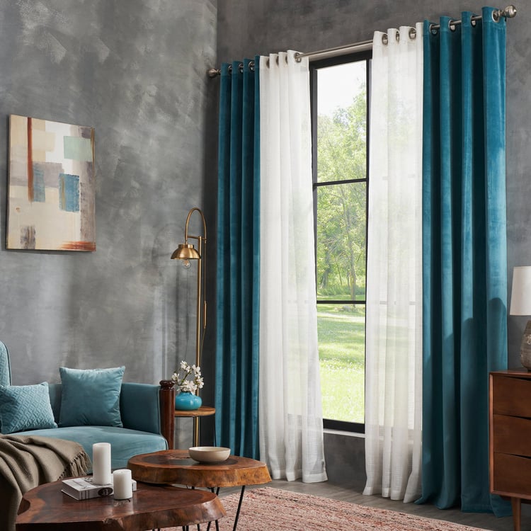 DECO WINDOW Lagoon Teal Set of 2 Blackout Door Curtains