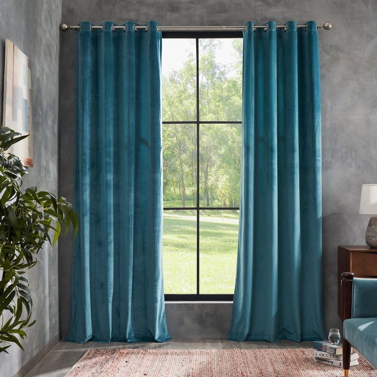 DECO WINDOW Lagoon Teal Set of 2 Blackout Door Curtains