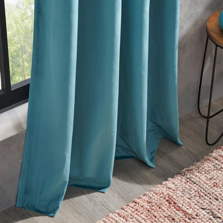 DECO WINDOW Lagoon Teal Set of 2 Blackout Door Curtains