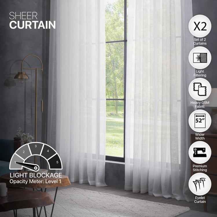 DECO WINDOW Hamlet Bleach Set of 2 Sheer Door Curtains