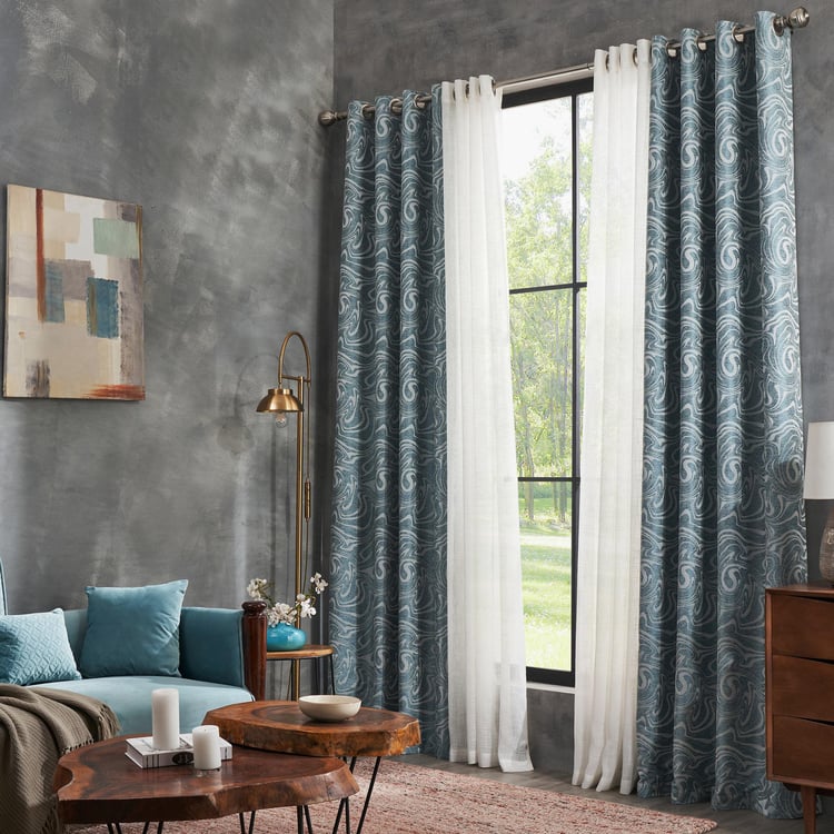 DECO WINDOW Lagoon Teal Set of 2 Blackout Door Curtains