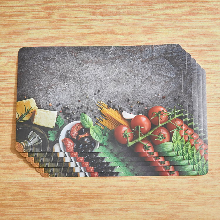 Corsica Mandarin Relish Set of 6 Polypropylene Printed Placemats