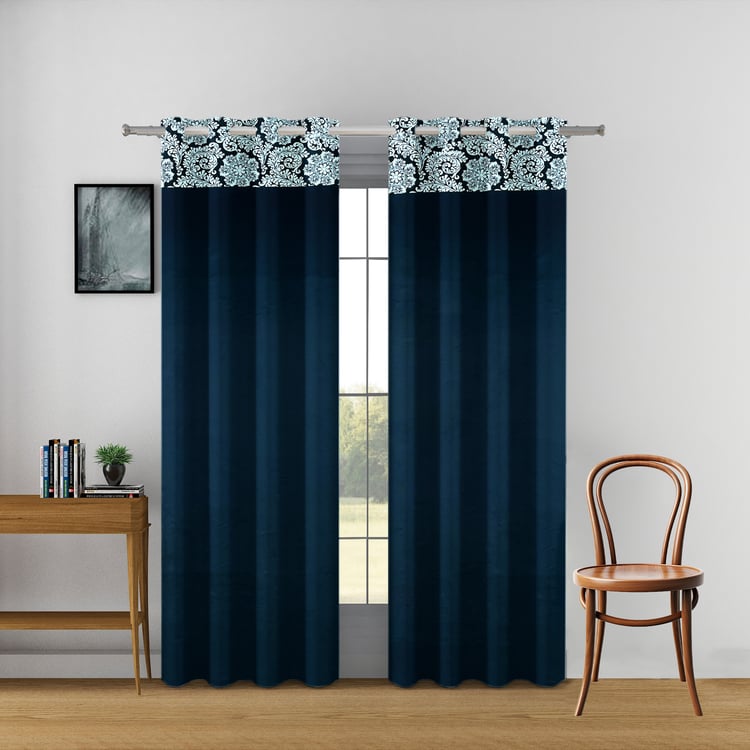 SWAYAM Set of 2 Printed Blackout Door Curtains - 7ft