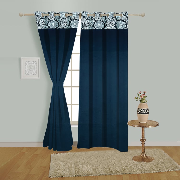 SWAYAM Set of 2 Printed Blackout Door Curtains - 7ft