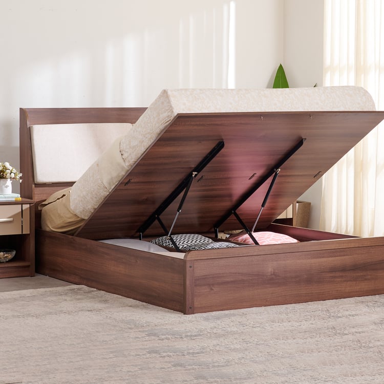 Leon James King Bed with Hydraulic Storage - Brown