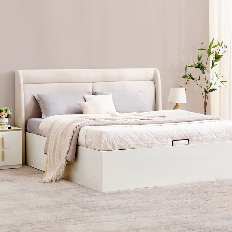 Senorita Shyla King Bed with Hydraulic Storage - Cream