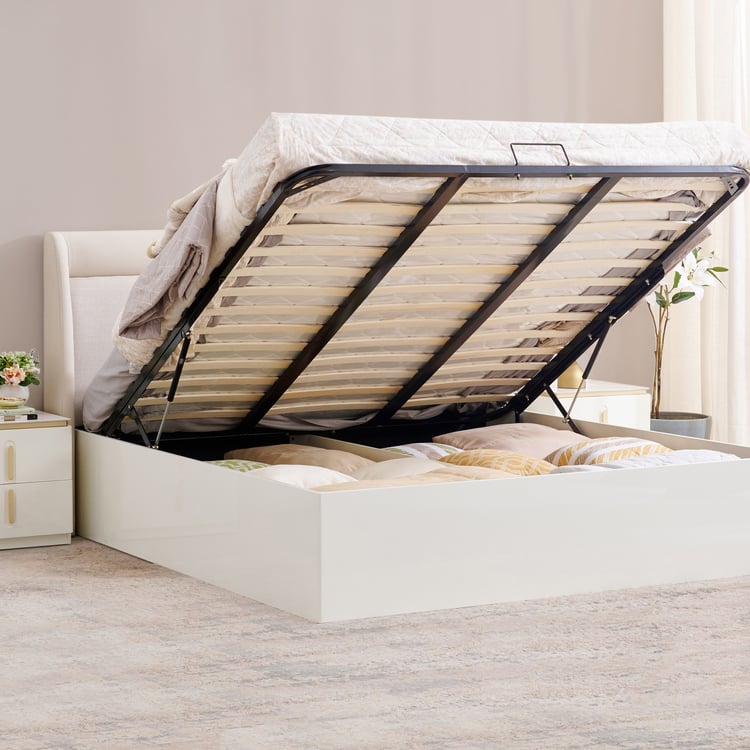 Senorite Shyla Queen Bed with Hydraulic Storage - Cream