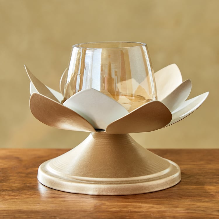 Mabel Kamal Metal and Glass T-Light Holder