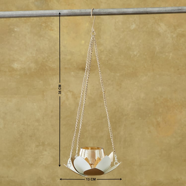 Mabel Kamal Metal and Glass Hanging T-Light Holder